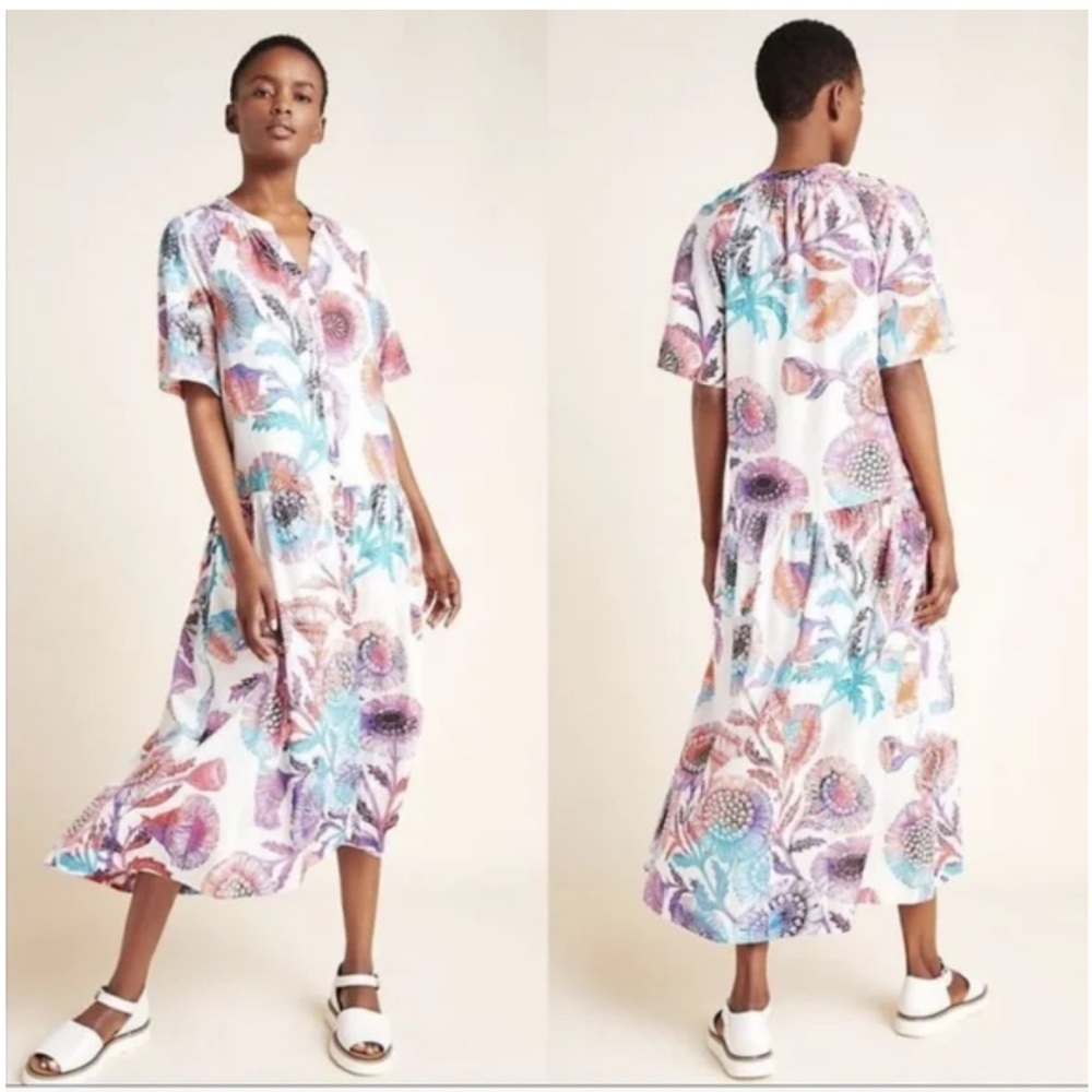 Elegant Floral Midi Dress in Multicolor Floral